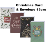 Christmas Card & Envelope 13cm, Assorted